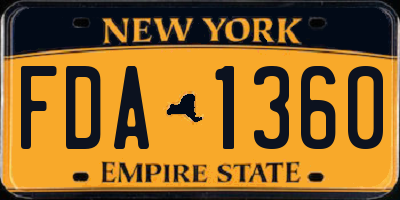 NY license plate FDA1360