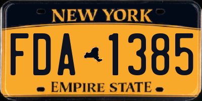 NY license plate FDA1385