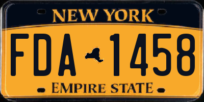 NY license plate FDA1458