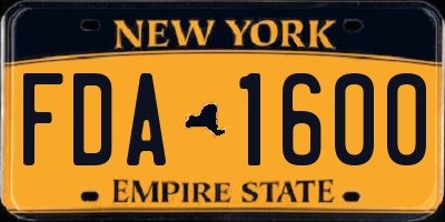 NY license plate FDA1600