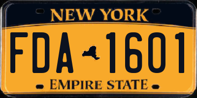 NY license plate FDA1601