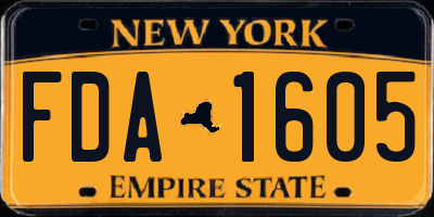 NY license plate FDA1605