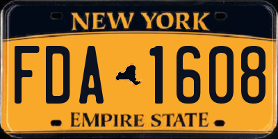 NY license plate FDA1608