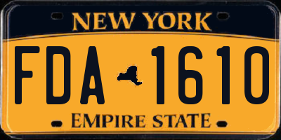 NY license plate FDA1610