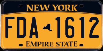 NY license plate FDA1612