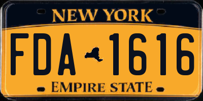 NY license plate FDA1616