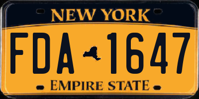 NY license plate FDA1647