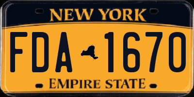 NY license plate FDA1670