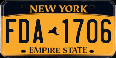 NY license plate FDA1706