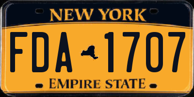 NY license plate FDA1707