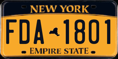 NY license plate FDA1801