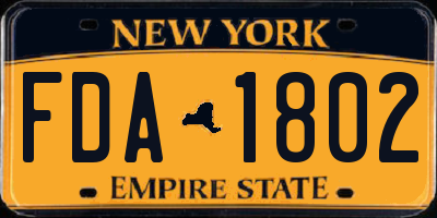 NY license plate FDA1802