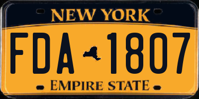 NY license plate FDA1807