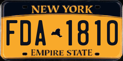 NY license plate FDA1810
