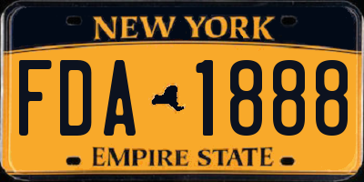 NY license plate FDA1888