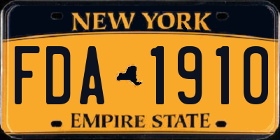 NY license plate FDA1910