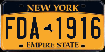 NY license plate FDA1916