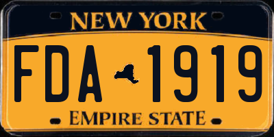 NY license plate FDA1919