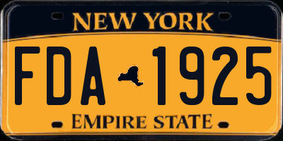 NY license plate FDA1925