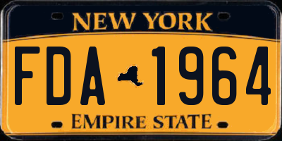 NY license plate FDA1964