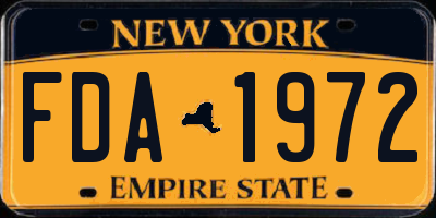 NY license plate FDA1972