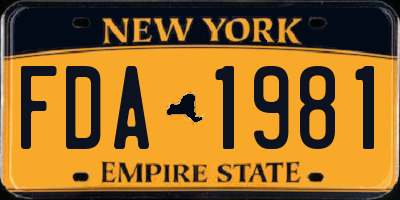 NY license plate FDA1981