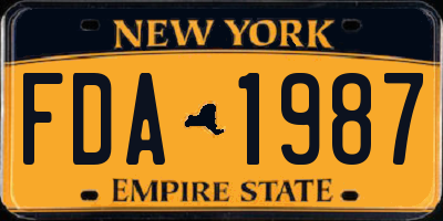 NY license plate FDA1987