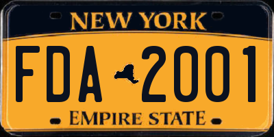 NY license plate FDA2001