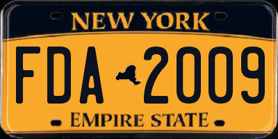NY license plate FDA2009