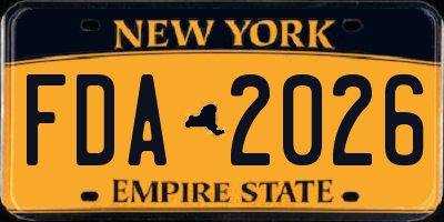 NY license plate FDA2026