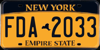 NY license plate FDA2033