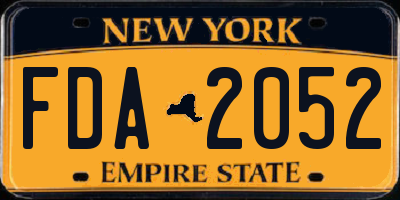 NY license plate FDA2052