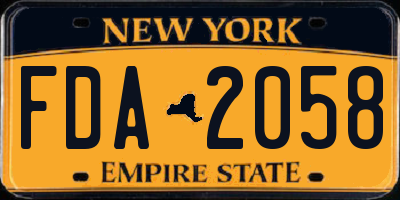 NY license plate FDA2058
