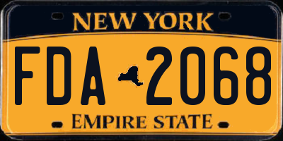 NY license plate FDA2068
