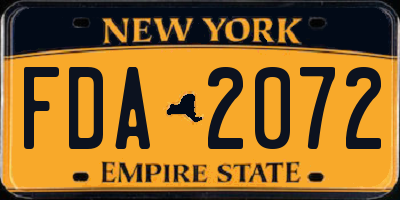 NY license plate FDA2072