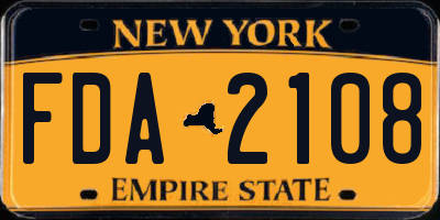 NY license plate FDA2108
