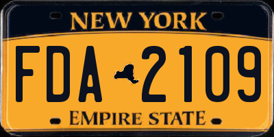 NY license plate FDA2109