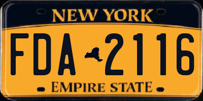 NY license plate FDA2116