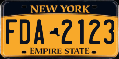NY license plate FDA2123
