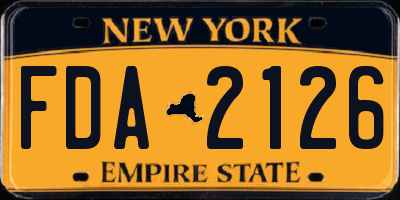 NY license plate FDA2126