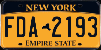 NY license plate FDA2193