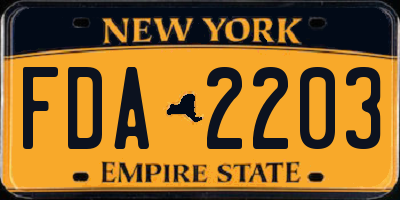 NY license plate FDA2203