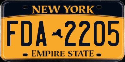 NY license plate FDA2205