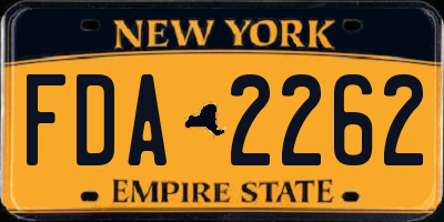 NY license plate FDA2262