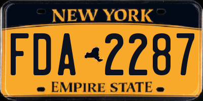 NY license plate FDA2287
