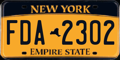 NY license plate FDA2302
