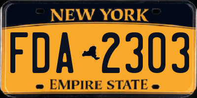 NY license plate FDA2303