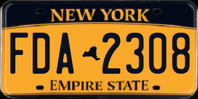 NY license plate FDA2308
