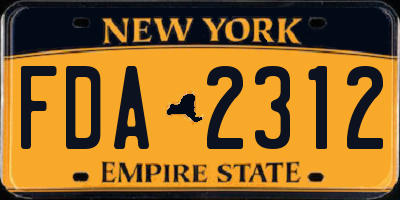 NY license plate FDA2312