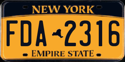 NY license plate FDA2316